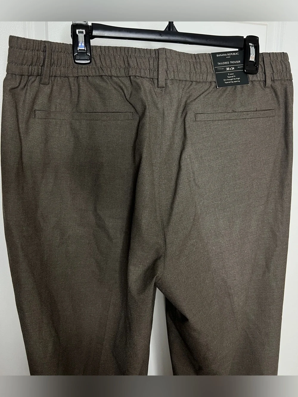 NWT Banana Republic Tailored Trouser E-Waist Tapered Fit Brown 38x34